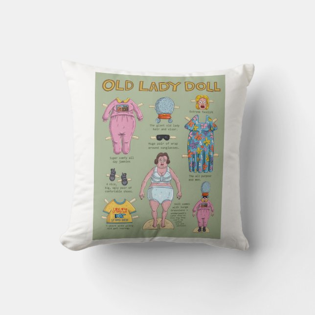 Funny Old Lady Paper Doll Cushion (Front)