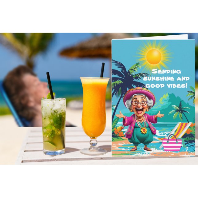 Funny Old Lady Sending Sunshine And Good Vibes Card (Creator Uploaded)