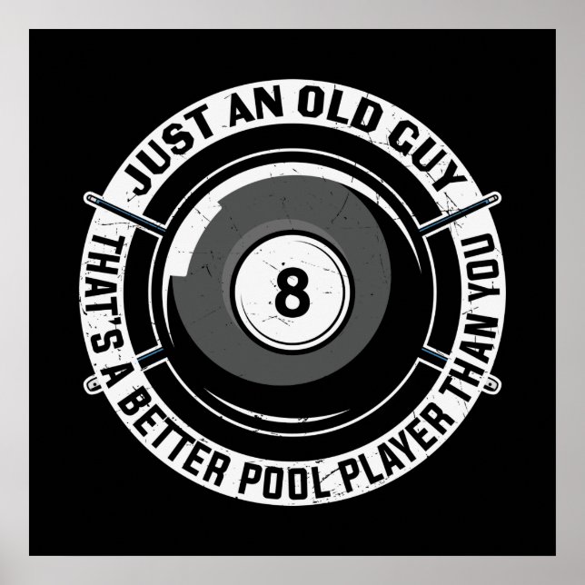 funny old man Billiards word art sports Poster (Front)