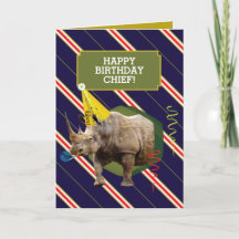 Funny Old Man Birthday Card With Rhino