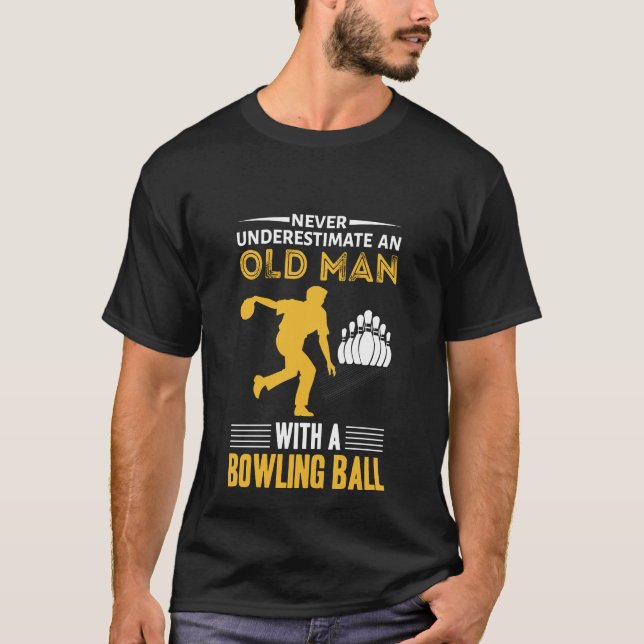 funny old man bowling sports word art  T-Shirt (Front)