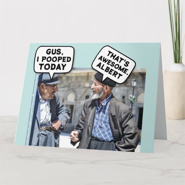 FUNNY OLD MAN MEN OVER THE HILL POOP BIRTHDAY CARD (Front)
