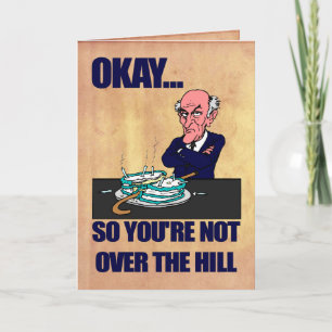 Funny Old Man Over the Hill Happy Birthday Card