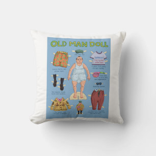 Funny Old Man Paper Doll Cushion