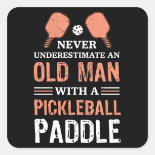 Funny Old Man Pickleball Paddle Gift Square Sticker