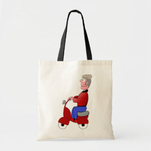 Funny Old Man Riding Red Scooter Tote Bag