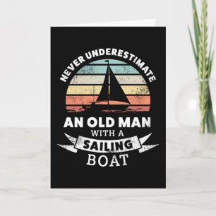 Funny Old man with a Sailing Boat Gift Card