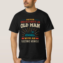 Funny Old Man with Electric Vehicle EV Retro Gift