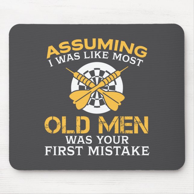 Funny Old Men Who Loves Darting  Mouse Pad (Front)