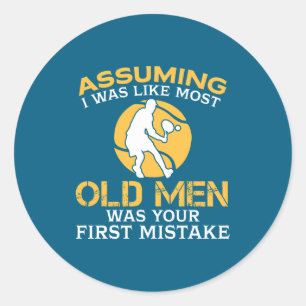 Funny Old Men Who Loves Tennis  Classic Round Sticker