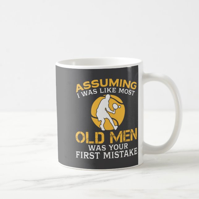 Funny Old Men Who Loves Tennis  Coffee Mug (Right)
