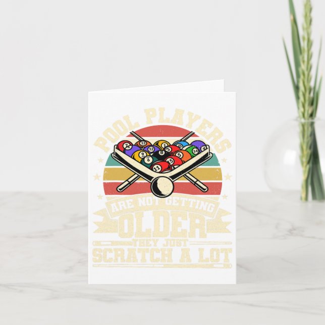 Funny Old Men Women 8 Ball Billiards Pool Player - Card (Front)