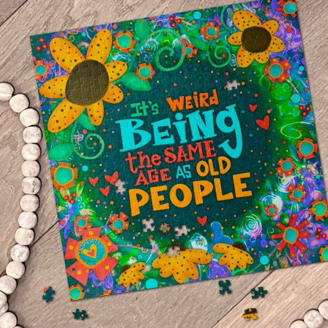 Funny Old People Birthday Flowers Cute Inspirivity Jigsaw Puzzle (Creator Uploaded)