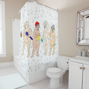 Funny Old People Covered in Bubbles Shower Curtain