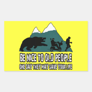Funny old people rectangular sticker