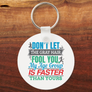 Funny Old Runner - Faster Age Group Running Key Ring