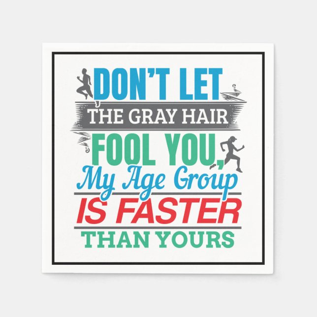 Funny Old Runner - Faster Age Group Running Napkin (Front)