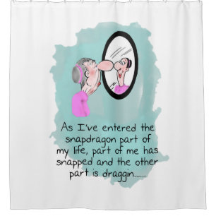 Funny Old Woman in Looking Glass Shower Curtin Curtain