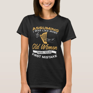 Funny Old Women Harp Lovers T-Shirt