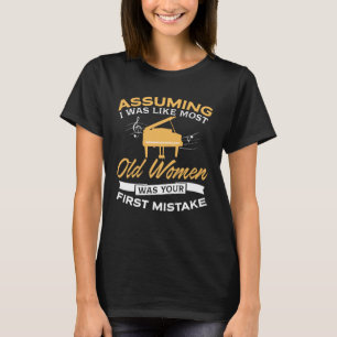 Funny Old Women Piano Lovers T-Shirt