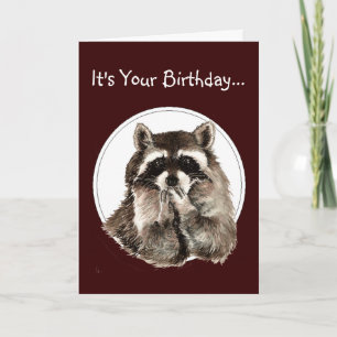 Funny Older Wiser Birthday Card Cute Racoon