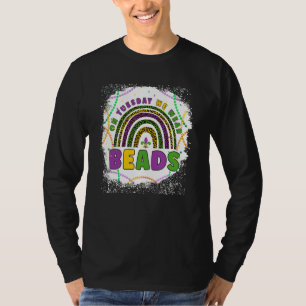 Funny On Tuesday We Wear Beads Leopard Rainbow Mar T-Shirt