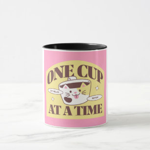 Funny "One Cup at a Time" Cat Mug - Cute Kitty Cof