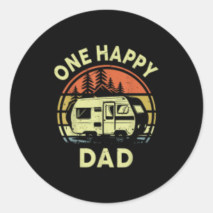 Funny One Happy Camper Dad Birthday Gifts For Boy Classic Round Sticker