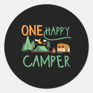 Funny One Happy Camper Summer Vacation Matching Fa Classic Round Sticker