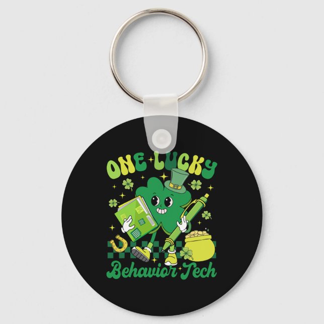 Funny One Lucky Behaviour Tech St Patricks Day A R Key Ring (Front)