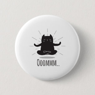 Funny Oomm Yoga Poses Cat Buddha Flower Symbol Men 6 Cm Round Badge