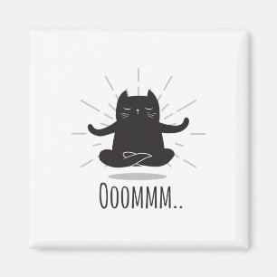 Funny Oomm Yoga Poses Cat Buddha Flower Symbol Men Magnet