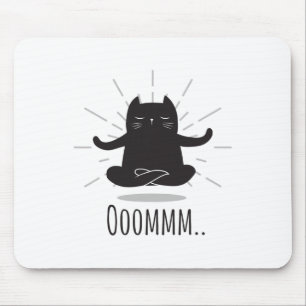 Funny Oomm Yoga Poses Cat Buddha Flower Symbol Men Mouse Pad