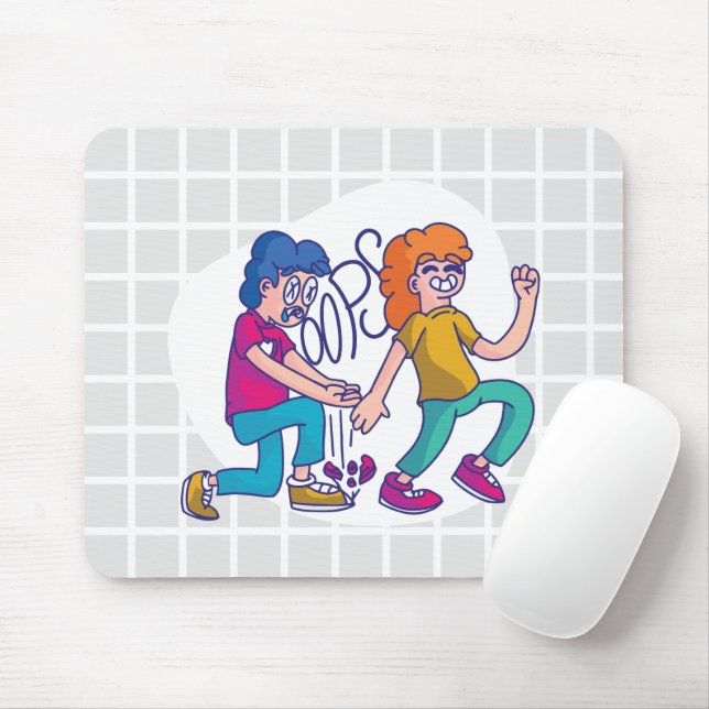 Funny "Oops" Comic Grid Mouse Pad (With Mouse)