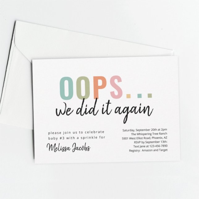 Funny Oops We Did It Again Baby Sprinkle Invitation (Creator Uploaded)