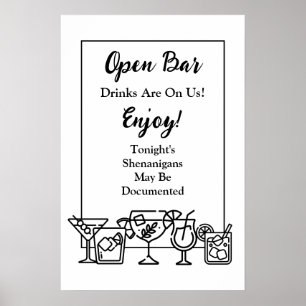 Funny Open Bar Wedding Sign