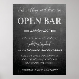 Funny Open Bar Wedding sign   Chalkboard style