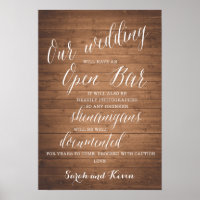 Funny Open Bar Wedding sign | Personalised names