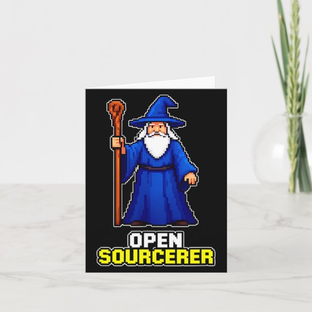 Funny open sourcerer wizard saying sarcastic  card (Front)