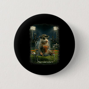 Funny opossum ballfield baseball field live here 6 cm round badge