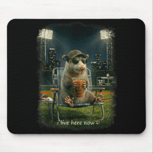 Funny opossum ballfield baseball field live here mouse pad