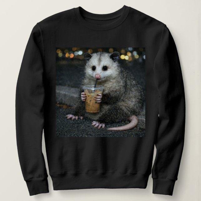 Funny opossum Drinking  Coffee Shirt Cute Animal (Design Front)