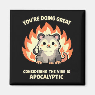 Funny opossum kawaii mental health apocalyptic vib magnet
