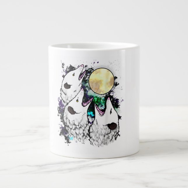 Funny Opossum Mug | Screaming Possum Moon Design (Front)