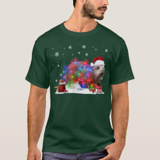 Funny Opossum Tree Christmas Lights Xmas Pajama Ma T-Shirt