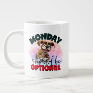 Funny optional Monday word art  Large Coffee Mug