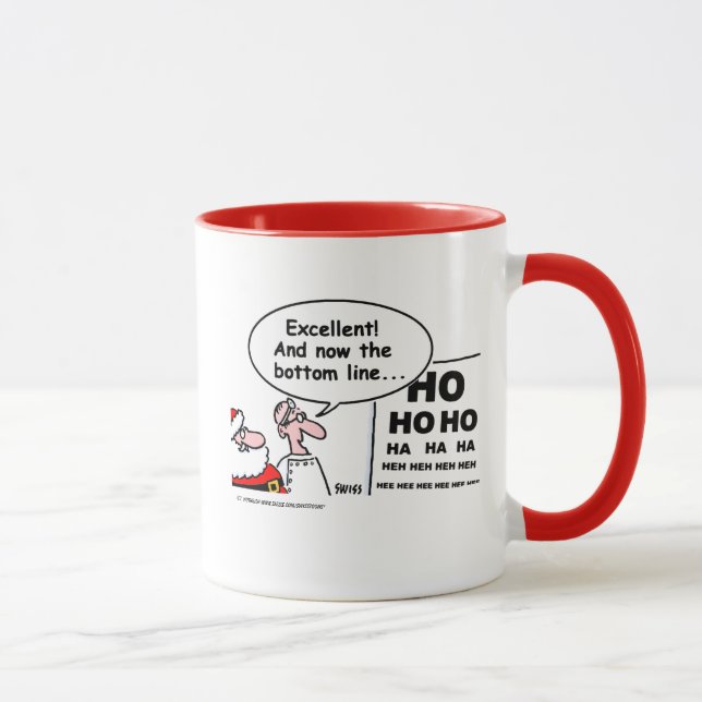 Funny Optometrist Cartoon Santa Claus Eye Test Mug (Right)