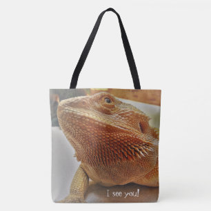 Funny Orange Bearded Dragon Close Up Picture Tote Bag
