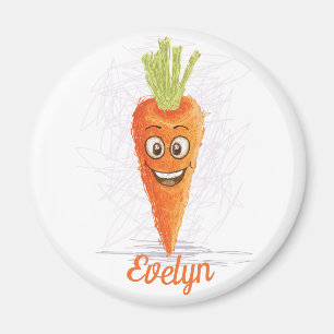 Funny orange carrot drawing with name fridge magnet