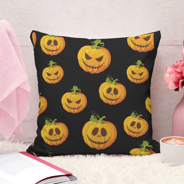 Funny Orange Carved Pumpkin Pattern Cushion (Creator Uploaded)
